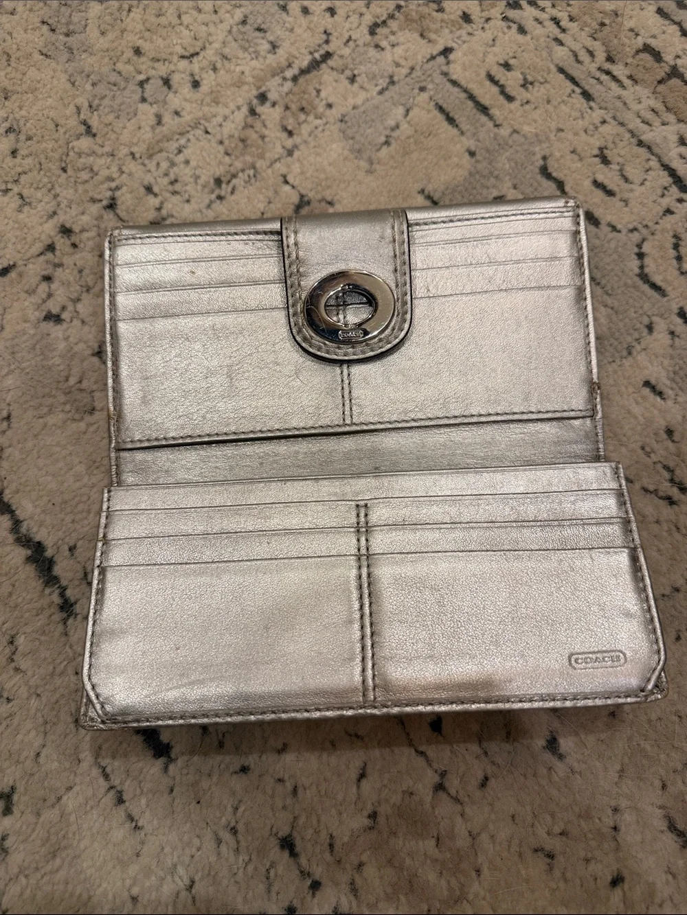 Coach Metallic Champagne Leather Wallet